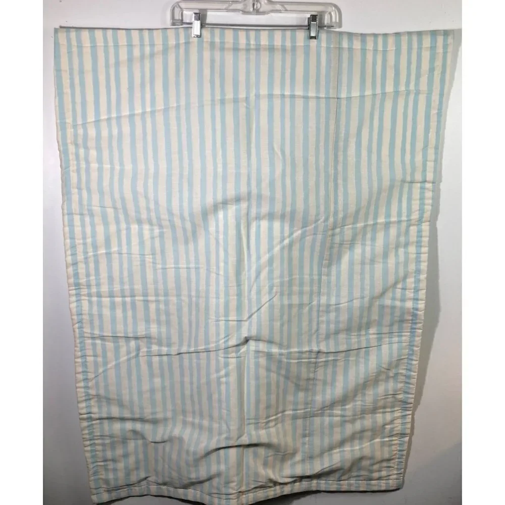 Handmade Hand Tied Baby Quilt Large Squares Stripes & Hearts‎ Blue 34 x 43